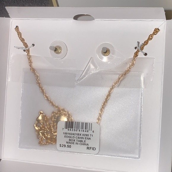 NWT Charter Club Gold Tone Pave’ & Red Stone Pendant & Stud Earrings Set - Picture 6 of 7